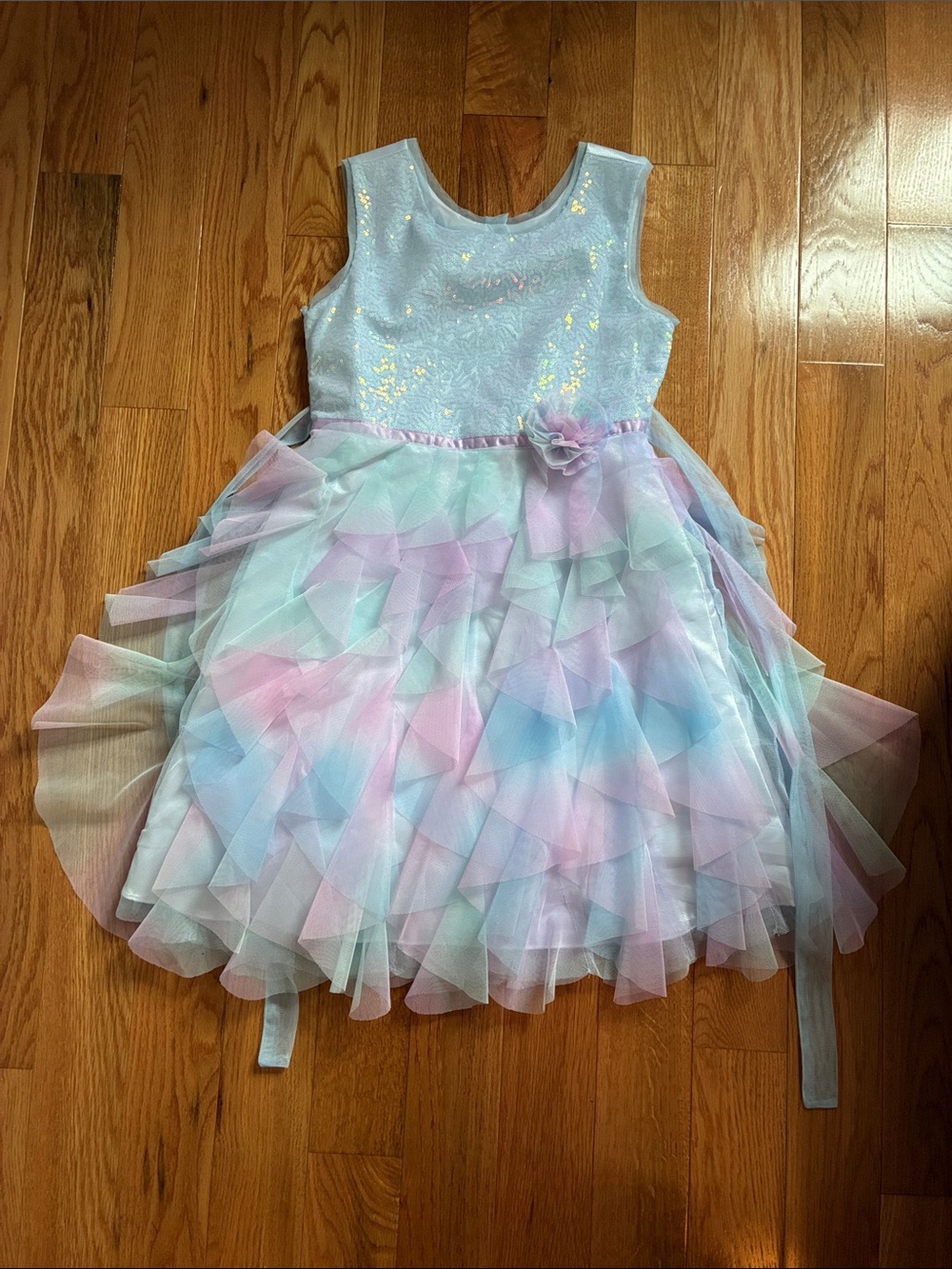 Jona Michelle Pastel Multicolor Tulle Ruffle Party Dress